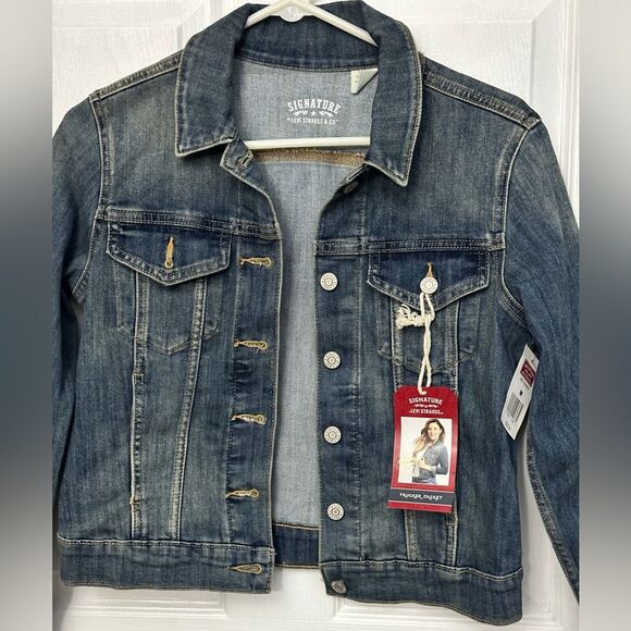 NWT Levi Strauss Signature Trucker Crop Jean Jacket Medium - Picture 2 of 8